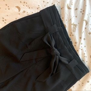 PETITE High Waisted Sash Straight Leg Ankle Pants